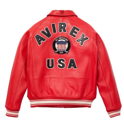 AVIREX ICON LEATHER JACKET SALVAGE RED