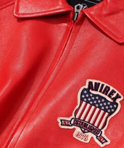 AVIREX ICON LEATHER JACKET SALVAGE RED