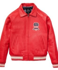 AVIREX ICON LEATHER JACKET SALVAGE RED