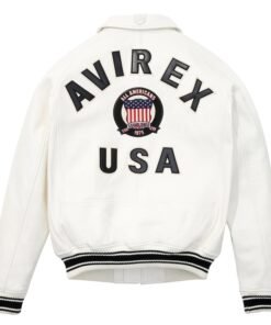 AVIREX ICON LEATHER JACKET SNOW WHITE