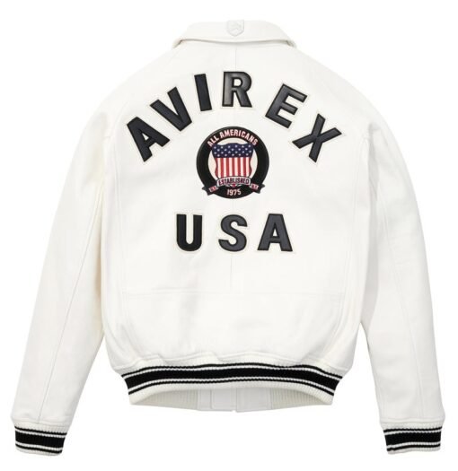 AVIREX ICON LEATHER JACKET SNOW WHITE