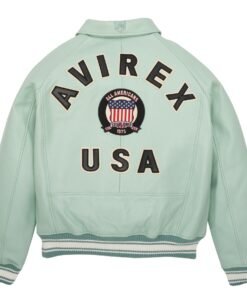 AVIREX ICON LEATHER JACKET SEAFOAM