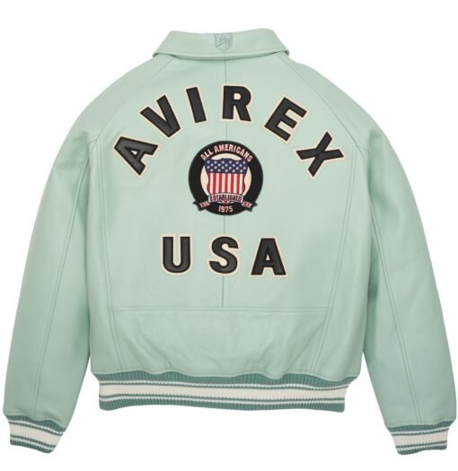 AVIREX ICON LEATHER JACKET SEAFOAM