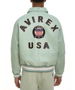 AVIREX ICON LEATHER JACKET SEAFOAM