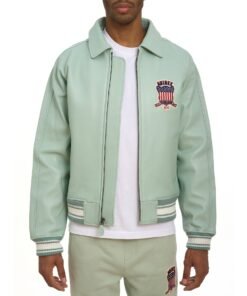 AVIREX ICON LEATHER JACKET SEAFOAM