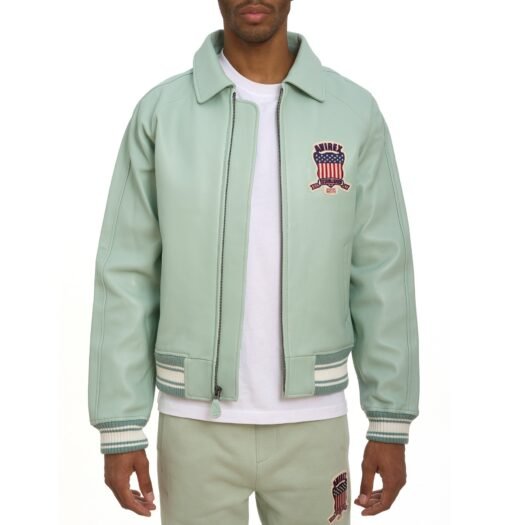 AVIREX ICON LEATHER JACKET SEAFOAM