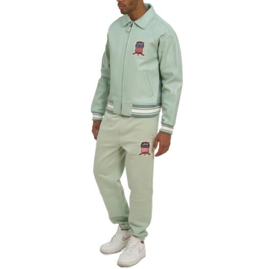 AVIREX ICON LEATHER JACKET SEAFOAM