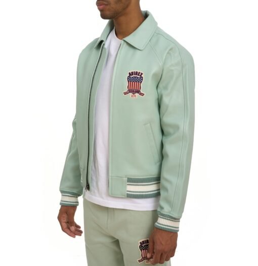 AVIREX ICON LEATHER JACKET SEAFOAM