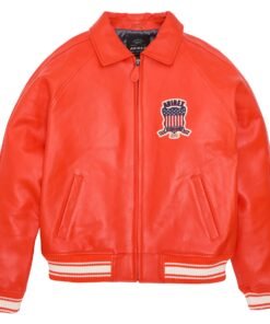 AVIREX ICON LEATHER JACKET ORANGE