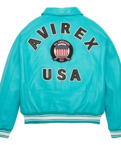 AVIREX ICON LEATHER JACKET TURQUOISE