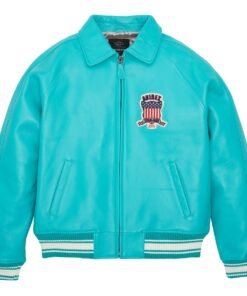 AVIREX ICON LEATHER JACKET TURQUOISE