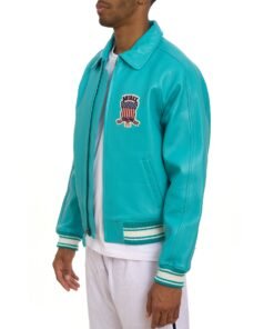 AVIREX ICON LEATHER JACKET TURQUOISE