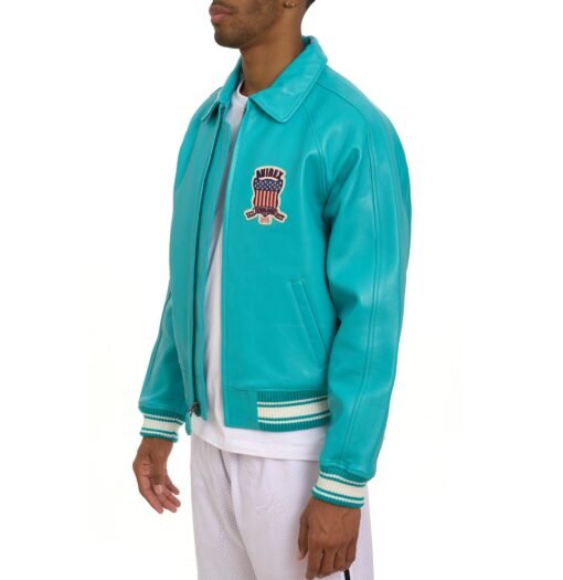 AVIREX ICON LEATHER JACKET TURQUOISE