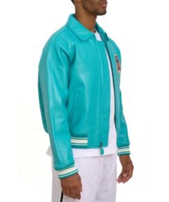 AVIREX ICON LEATHER JACKET TURQUOISE