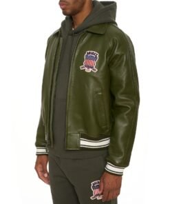 AVIREX ICON LEATHER JACKET OLIVE