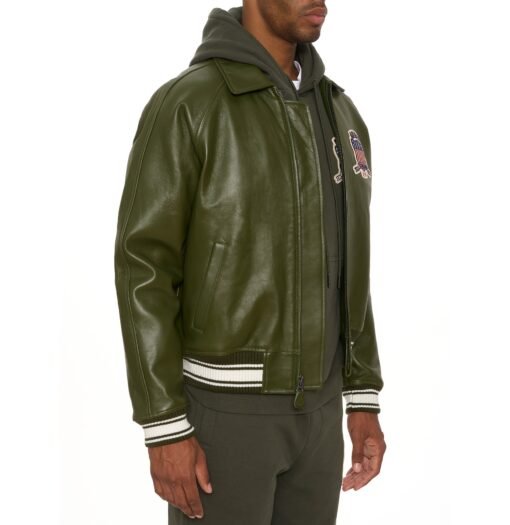 AVIREX ICON LEATHER JACKET OLIVE