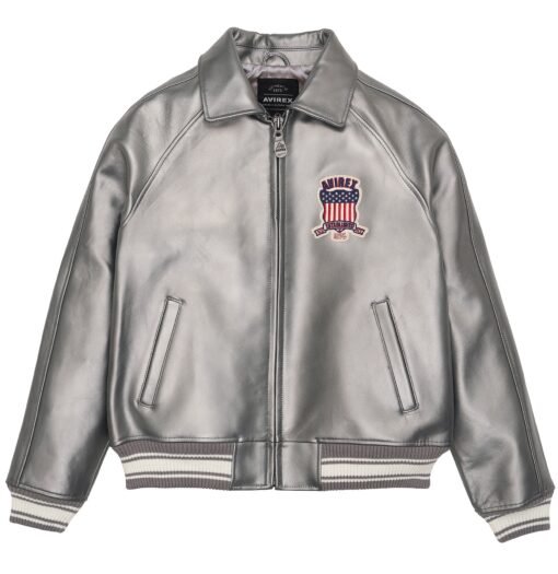 AVIREX LIMITED EDITION PEWTER METALLIC ICON JACKET METALLIC SILVER