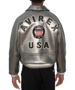 AVIREX LIMITED EDITION PEWTER METALLIC ICON JACKET METALLIC SILVER