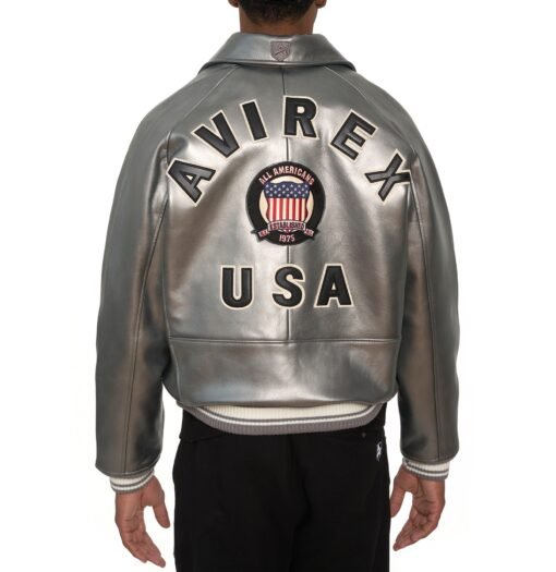 AVIREX LIMITED EDITION PEWTER METALLIC ICON JACKET METALLIC SILVER