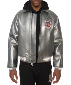 AVIREX LIMITED EDITION PEWTER METALLIC ICON JACKET METALLIC SILVER