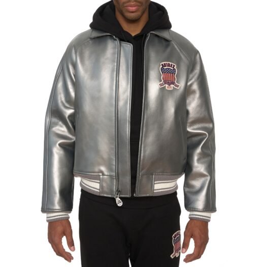 AVIREX LIMITED EDITION PEWTER METALLIC ICON JACKET METALLIC SILVER