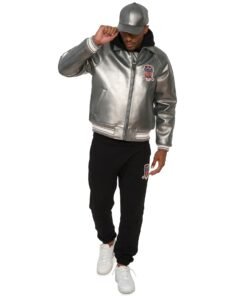 AVIREX LIMITED EDITION PEWTER METALLIC ICON JACKET METALLIC SILVER