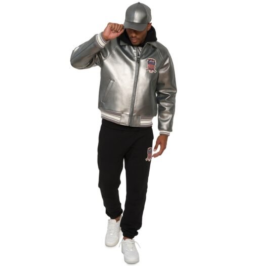 AVIREX LIMITED EDITION PEWTER METALLIC ICON JACKET METALLIC SILVER