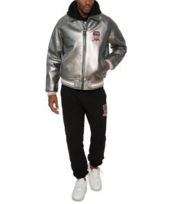 AVIREX LIMITED EDITION PEWTER METALLIC ICON JACKET METALLIC SILVER