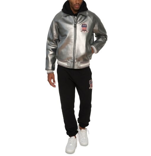 AVIREX LIMITED EDITION PEWTER METALLIC ICON JACKET METALLIC SILVER