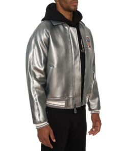 AVIREX LIMITED EDITION PEWTER METALLIC ICON JACKET METALLIC SILVER