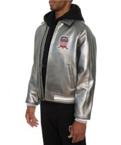 AVIREX LIMITED EDITION PEWTER METALLIC ICON JACKET METALLIC SILVER