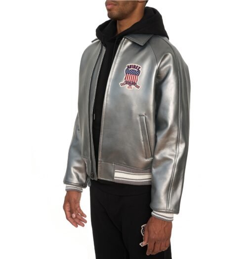 AVIREX LIMITED EDITION PEWTER METALLIC ICON JACKET METALLIC SILVER