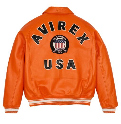 AVIREX ICON LEATHER JACKET ORANGE