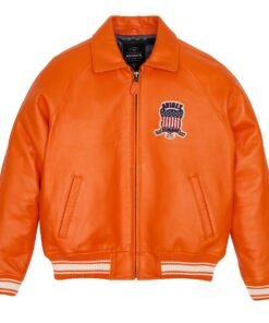 AVIREX ICON LEATHER JACKET ORANGE