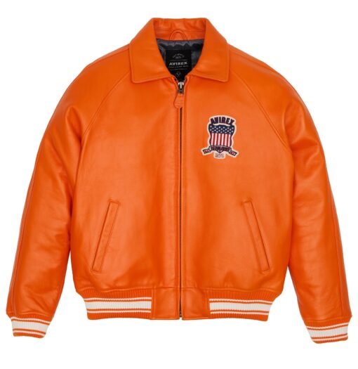 AVIREX ICON LEATHER JACKET ORANGE