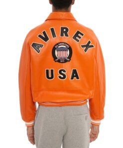 AVIREX ICON LEATHER JACKET ORANGE