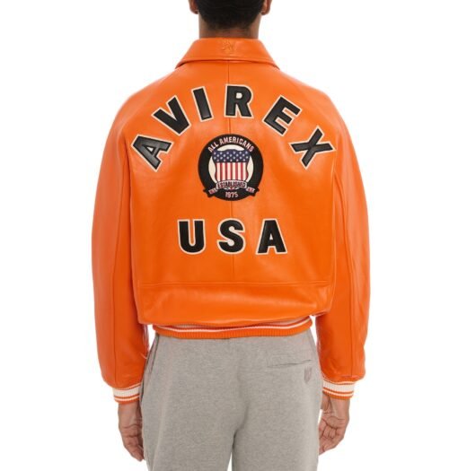 AVIREX ICON LEATHER JACKET ORANGE