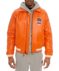 AVIREX ICON LEATHER JACKET ORANGE