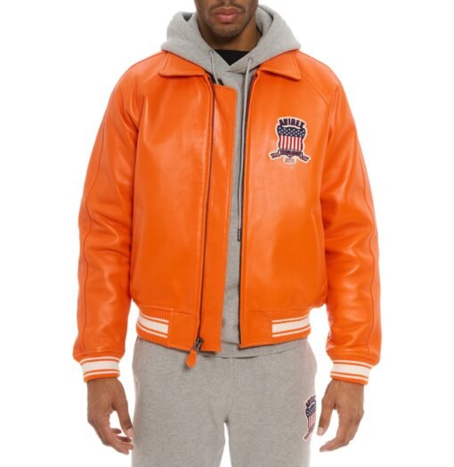 AVIREX ICON LEATHER JACKET ORANGE