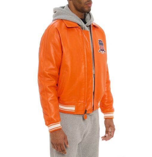 AVIREX ICON LEATHER JACKET ORANGE