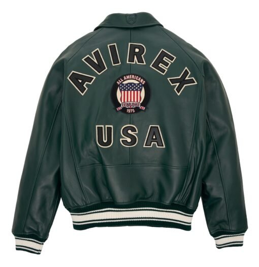 AVIREX ICON LEATHER JACKET GLACIER HUNTER GREEN