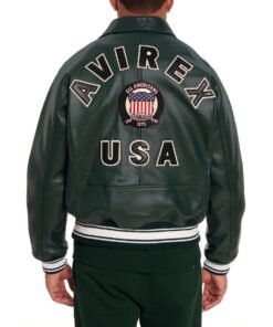 AVIREX ICON LEATHER JACKET GLACIER HUNTER GREEN