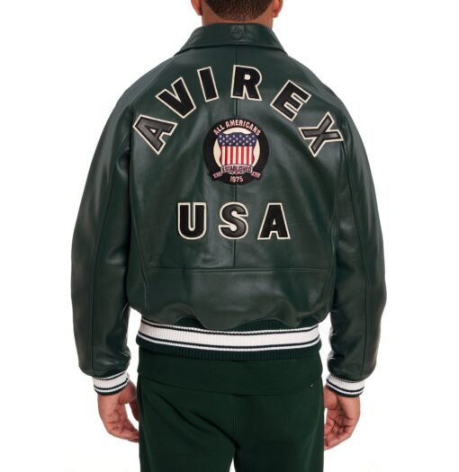 AVIREX ICON LEATHER JACKET GLACIER HUNTER GREEN