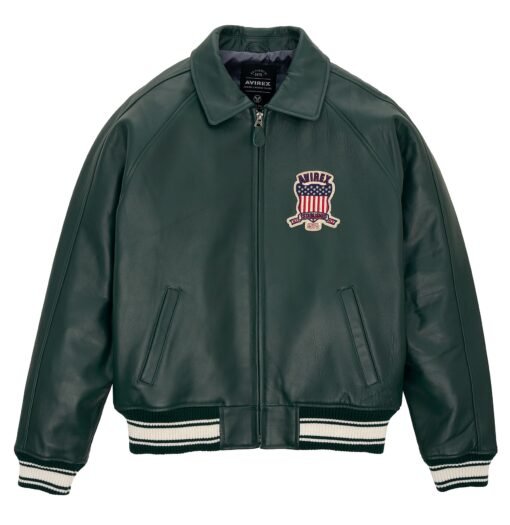 AVIREX ICON LEATHER JACKET GLACIER HUNTER GREEN