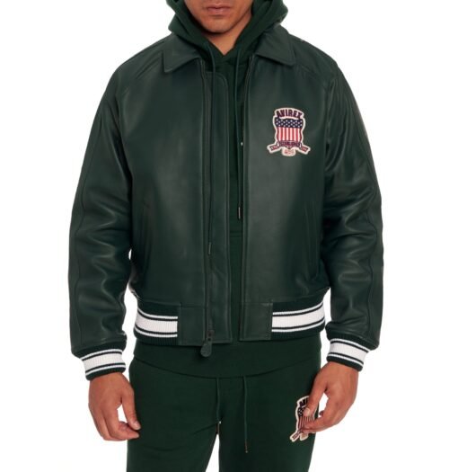 AVIREX ICON LEATHER JACKET GLACIER HUNTER GREEN