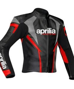 APRILIA MOTORCYCLE RACING LEATHER JACKET IN BLACK