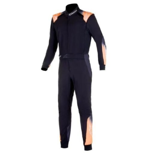 DEMON TWEEKS ALPINESTAR KMX 5 V2 KART SUIT IN BLACK WHITE AND ORANGE