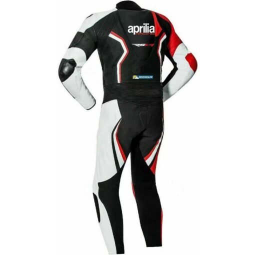 APRILIA MOTORCYCLE RACING BLACK LEATHER SUIT