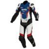 APRILIA MOTORCYCLE RACING BLUE AND BLACK LEATHER SUIT