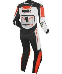 APRILIA MOTORCYCLE RACING WHITE AND BLACK LEATHER SUIT